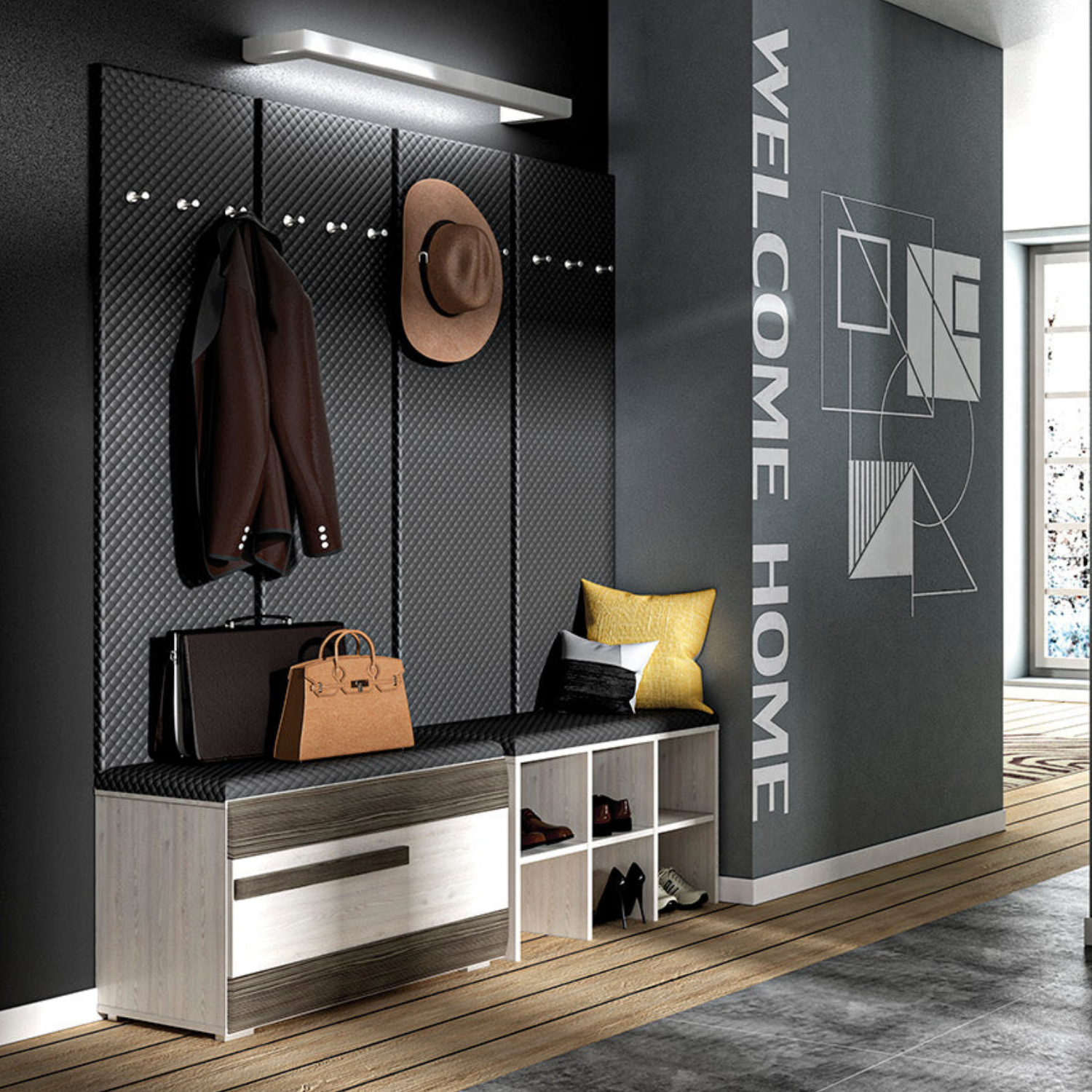 Cintre en Pin des Neiges et MDF Gris Neuf avec Bordure ABS