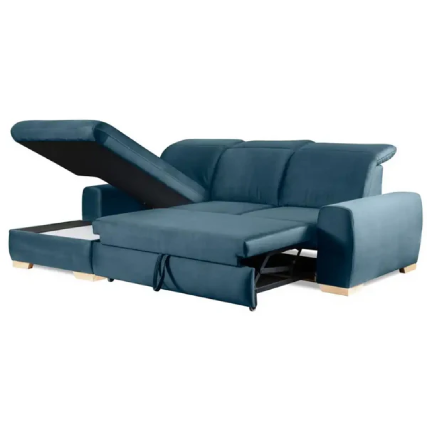 Canapé d’angle réversible avec couchage 200x140 cm et rangement intégré