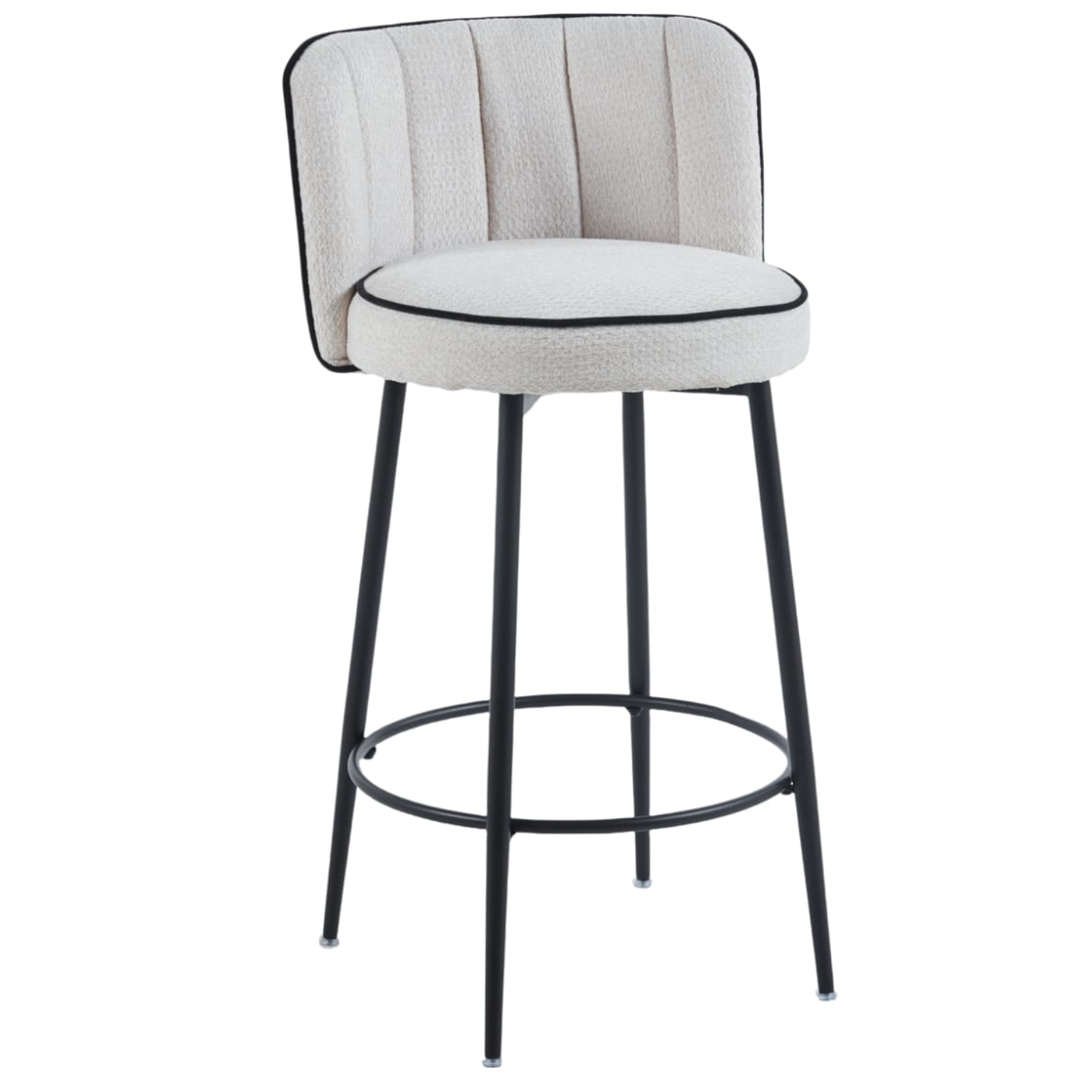 Tabouret de bar en velours  – Pied métal noir – Assise confortable– H99 cm