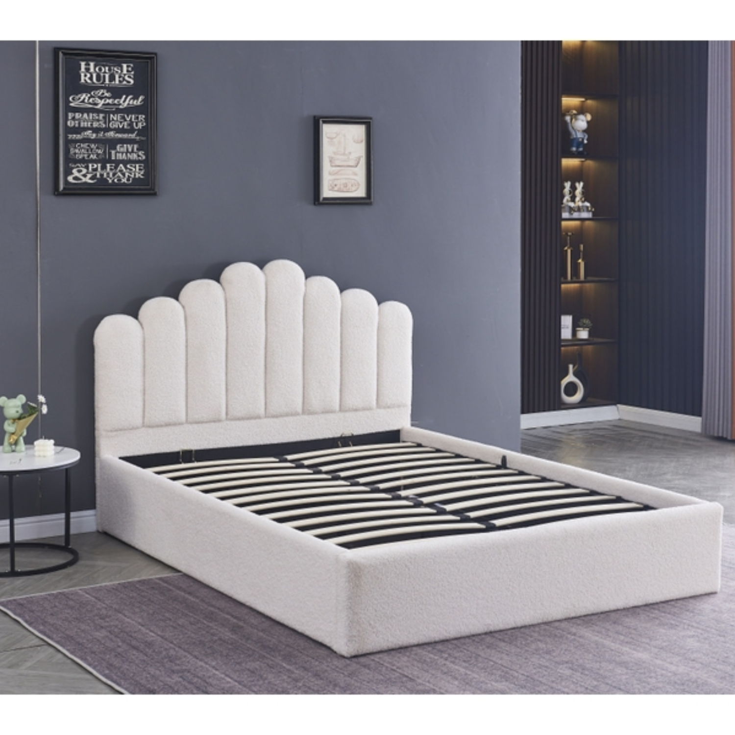 Lit coffre 2 places – Velours – Sommier à lattes en bois – 140x190 & 160x200 cm