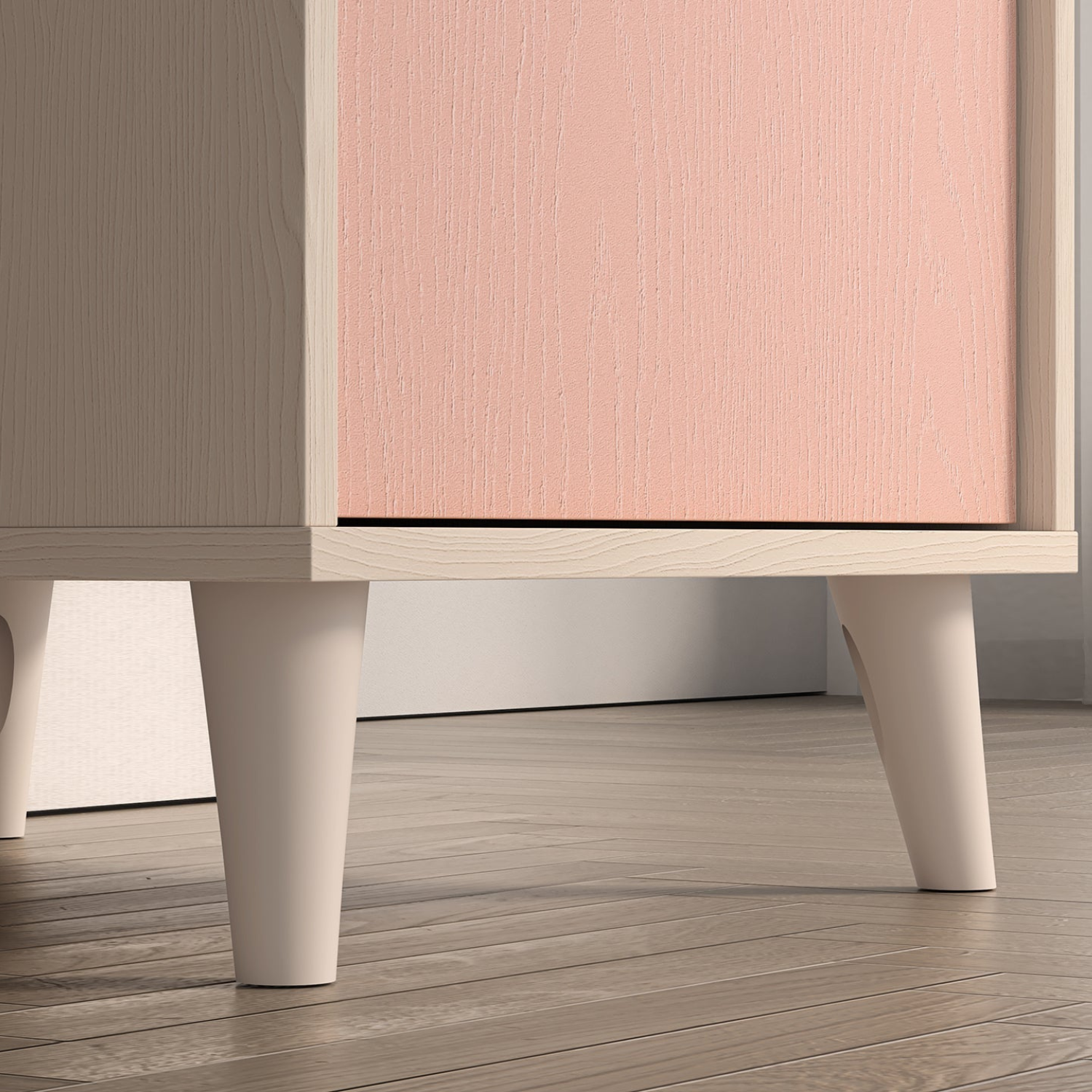 Bureau contemporain – Design moderne Rose Millénaire et Gris Palladium avec structure Sable du désert