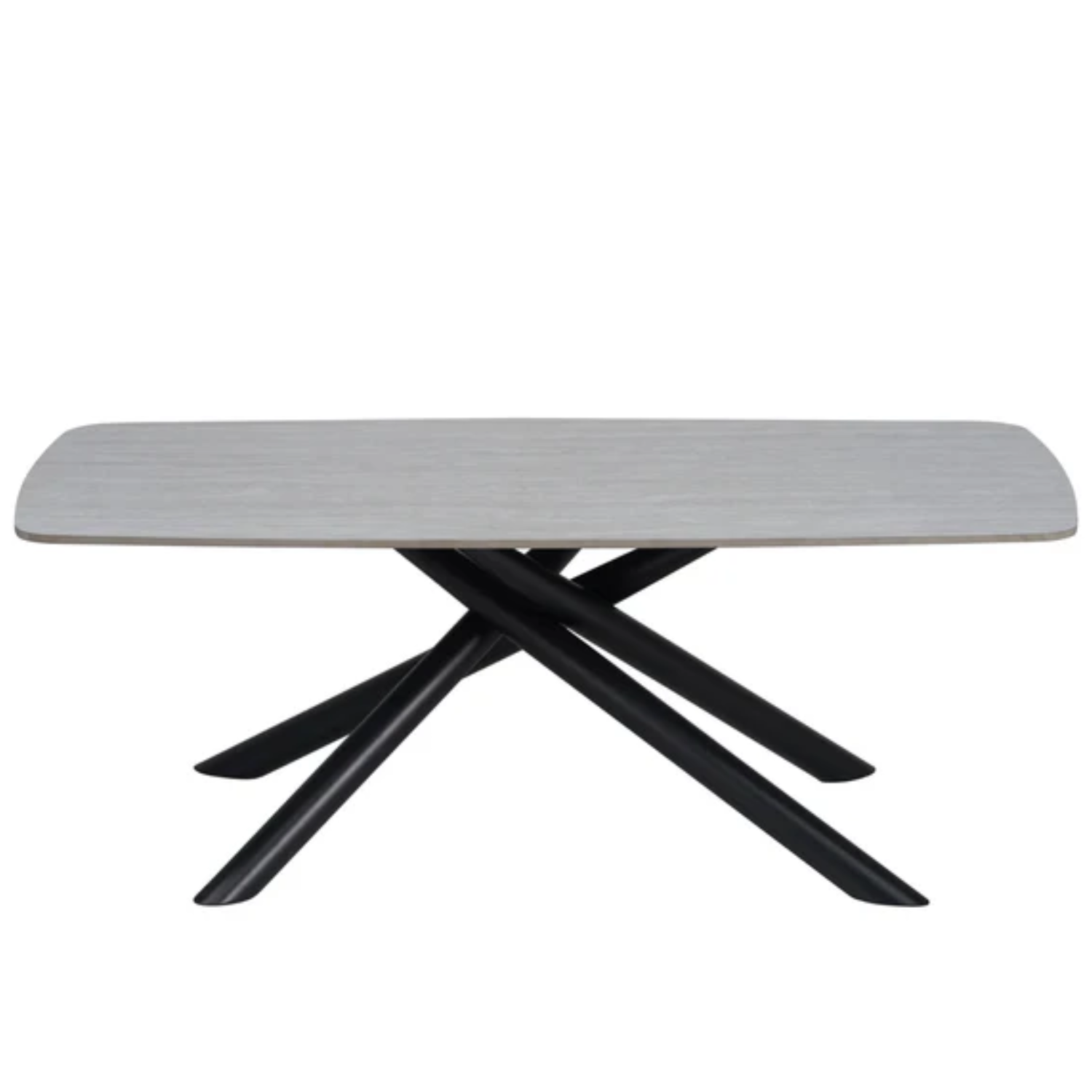 Table basse – Céramique travertin & pieds en métal noir – 120x70x45 cm