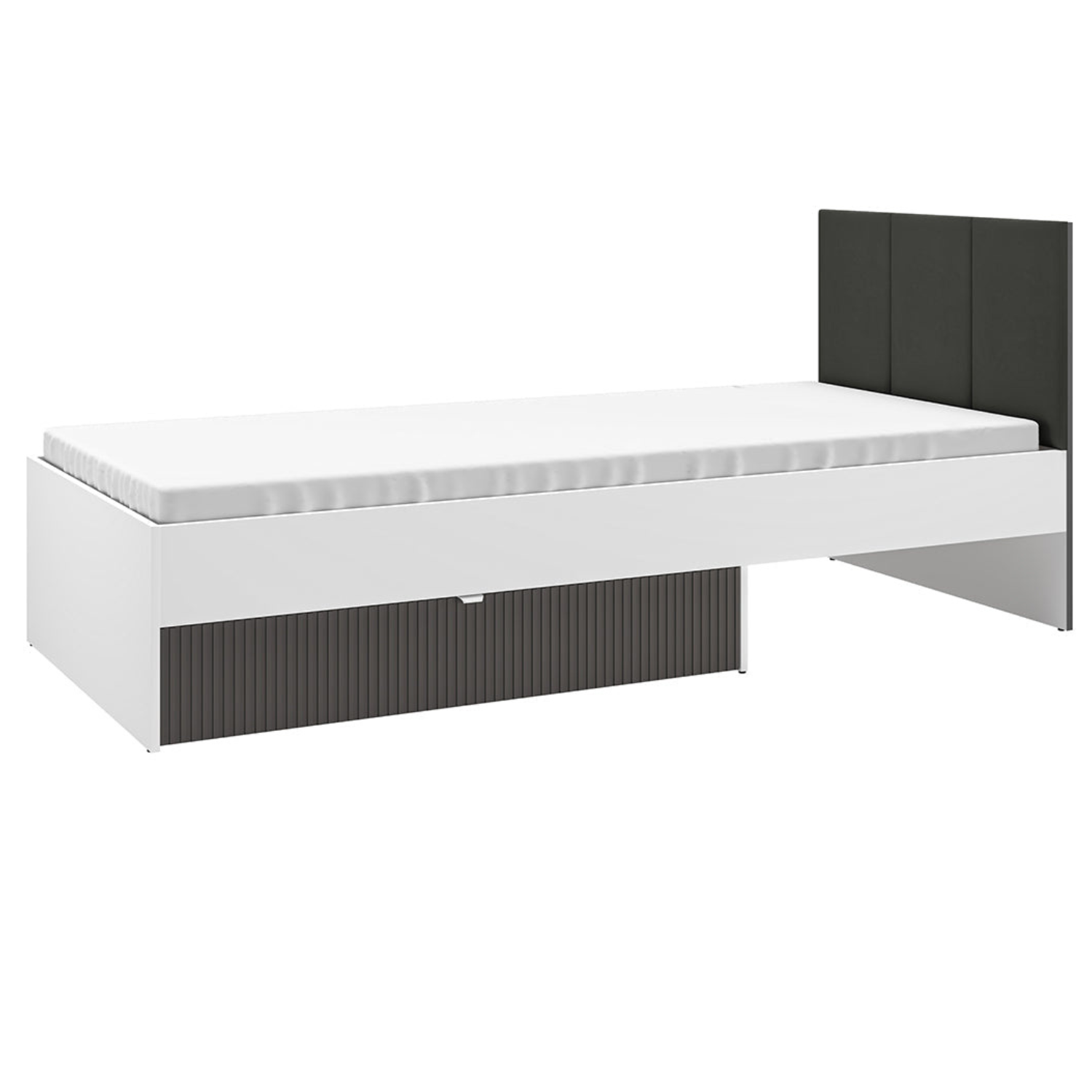 Lit Moderne avec Finition Graphite Mat & Blanc – 90x207 cm