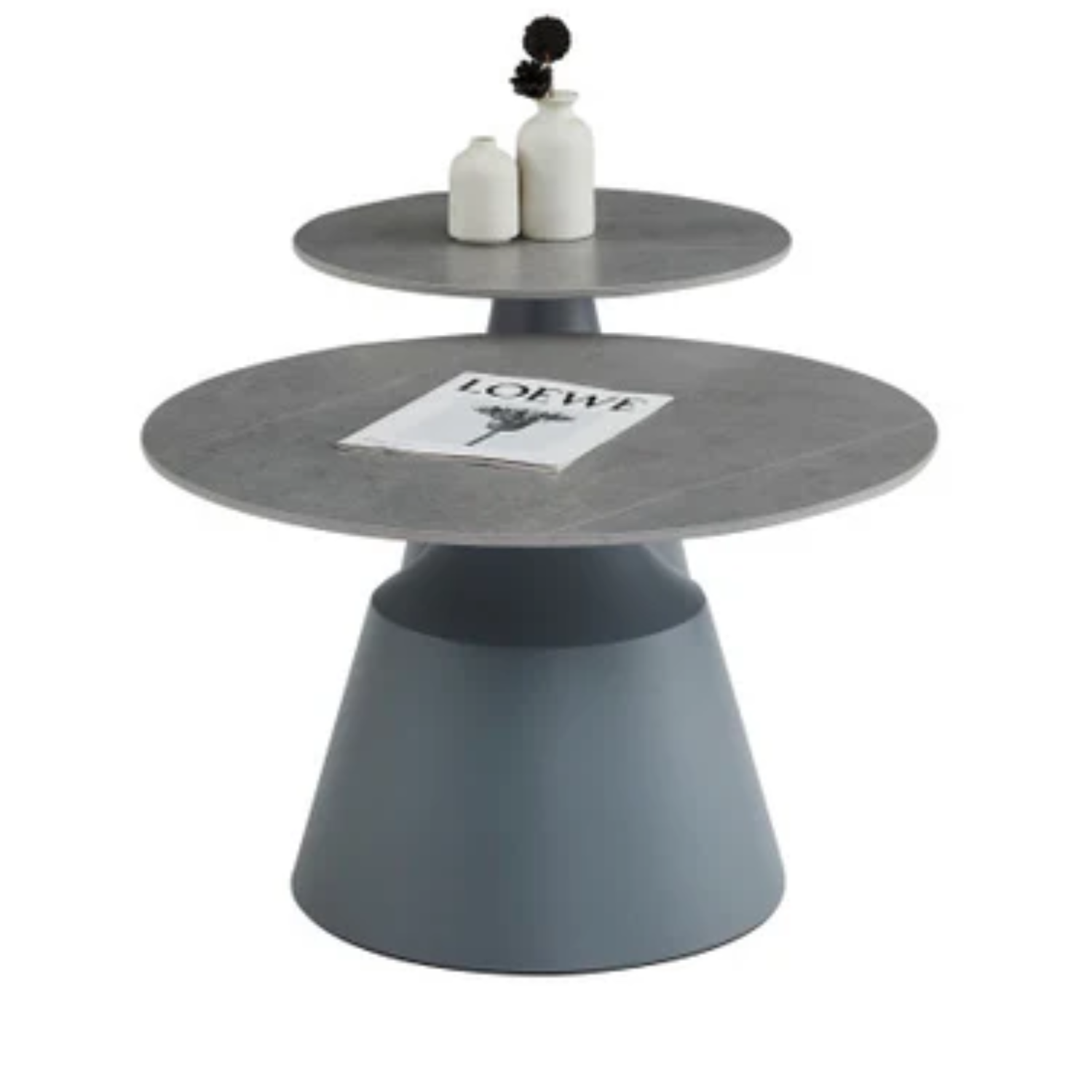 Table basse avec plateau en céramique et piétement en acier