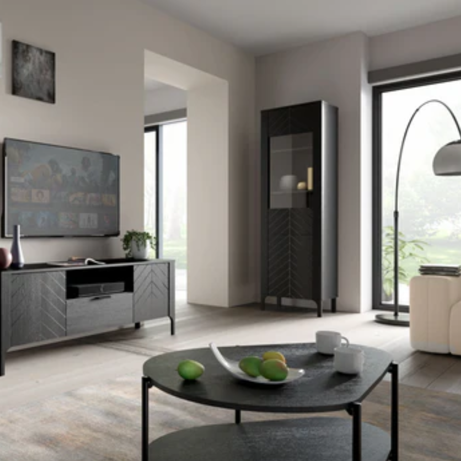 Table Basse Moderne à Deux Niveaux avec Structure en Métal