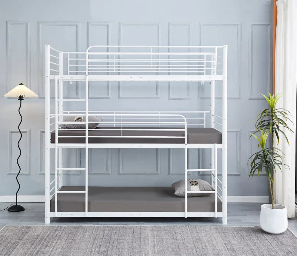 Lit superposé TRIO revêtement et sommier en acier 90 x 190 cm|Destockage|Decora Home