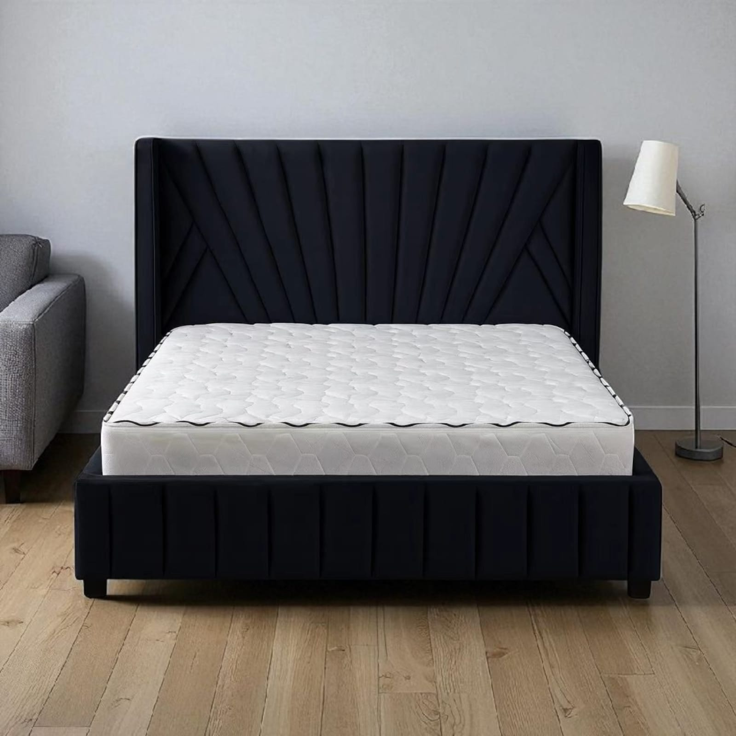 Lit velours – Cadre de lit avec sommier – 140x190, 160x200 – Beige, Gris, Taupe