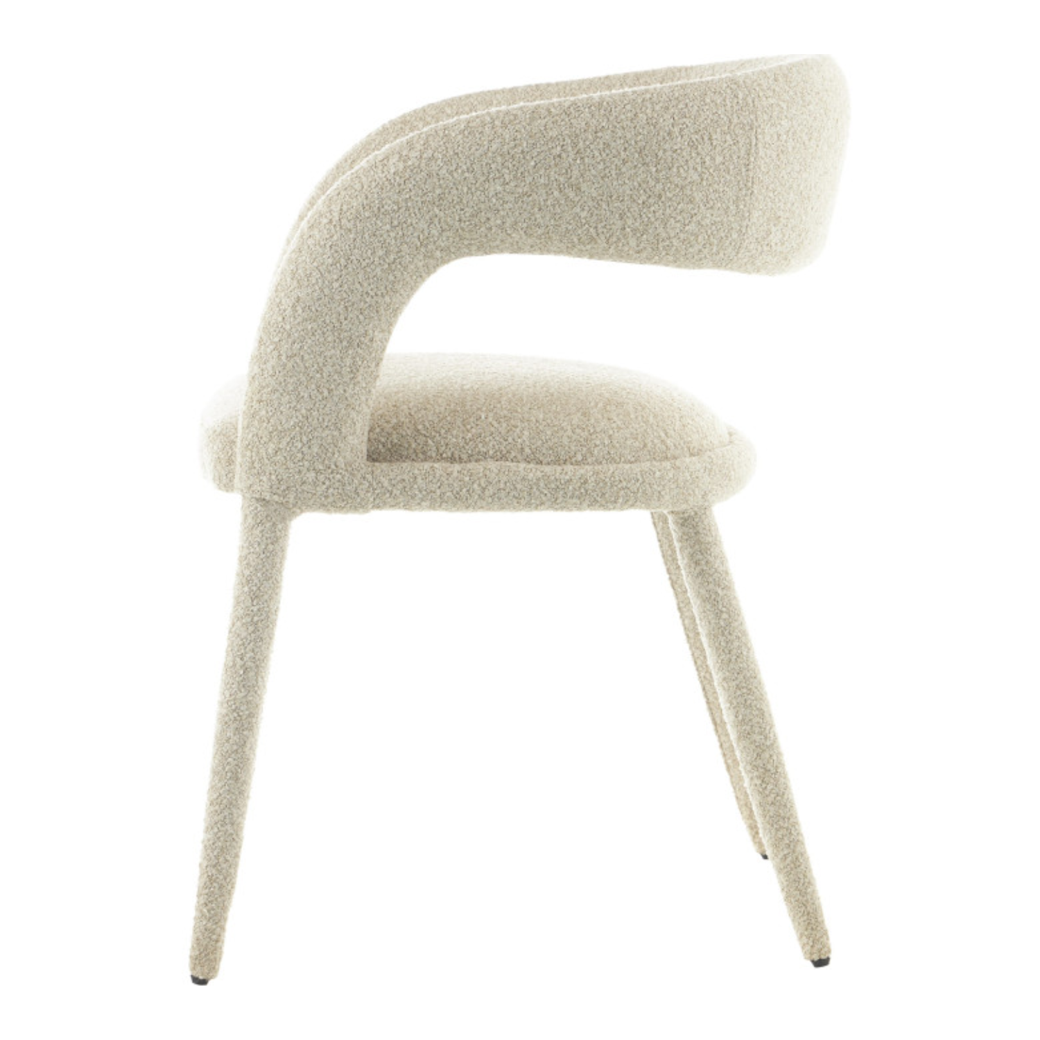 Chaise design – Assise et dossier en tissu bouclé, piétement acier (Beige / Blanc)