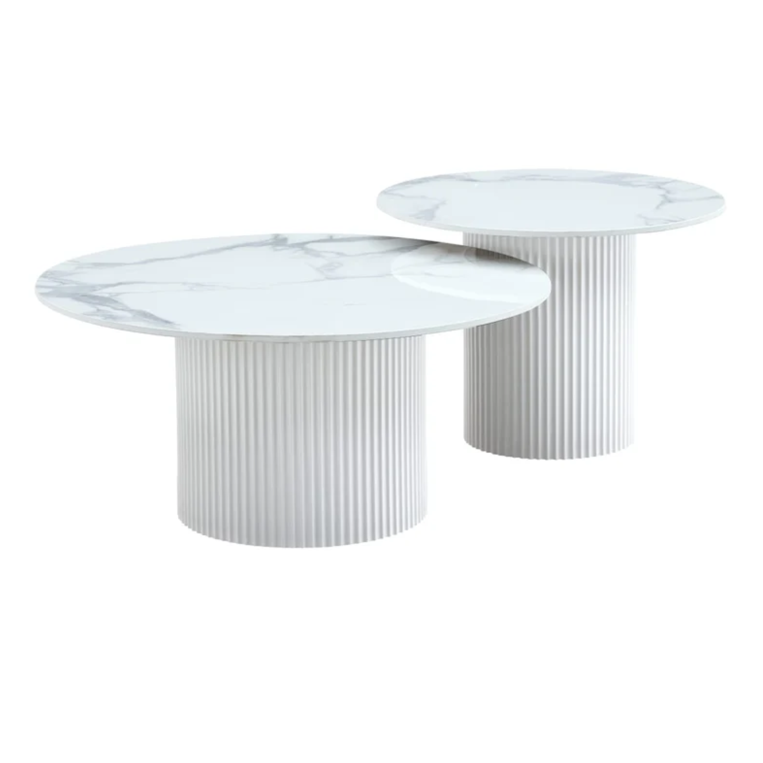 Table basse gigogne plateau céramique travertin ou blanc