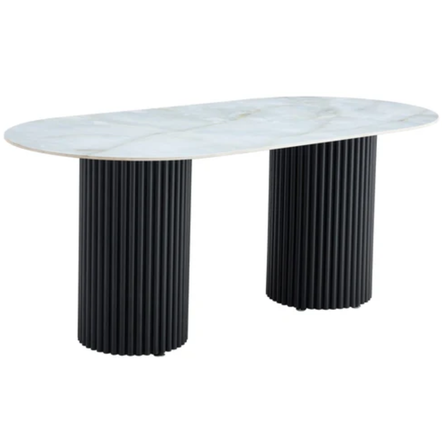 Table à Manger –Plateau Céramique Travertin ou Moka, Pieds Métal  – Élégance Moderne 180x90 cm