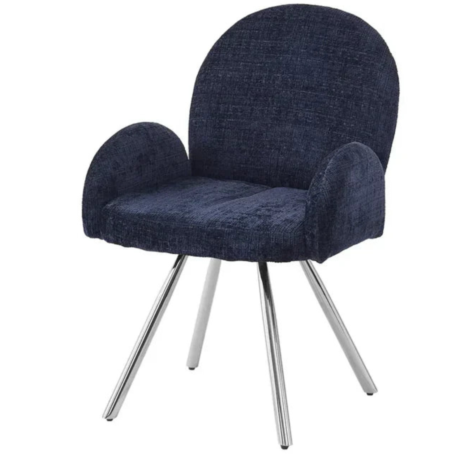 Chaise en tissu chenille avec dossier haut – Piètement en acier doré, argenté ou noir