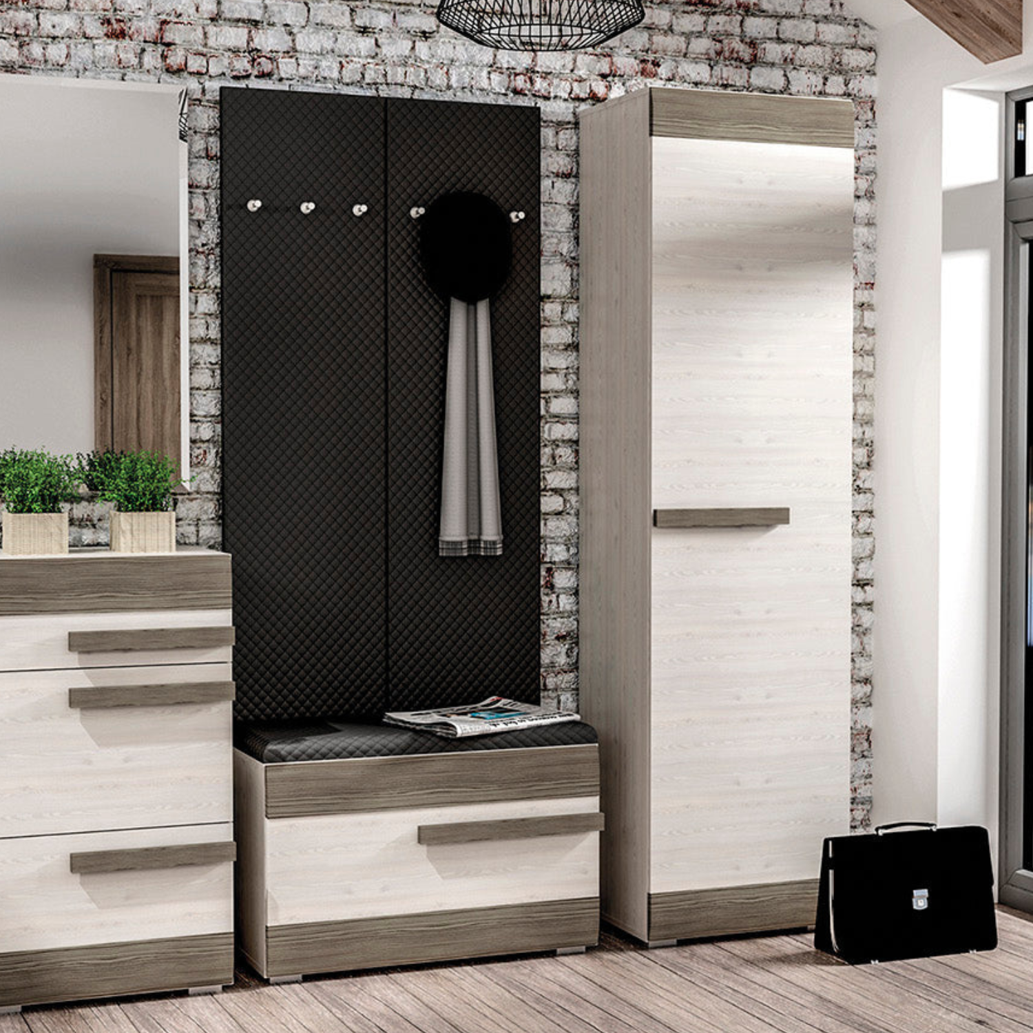 Cintre en Pin des Neiges et MDF Gris Neuf avec Bordure ABS