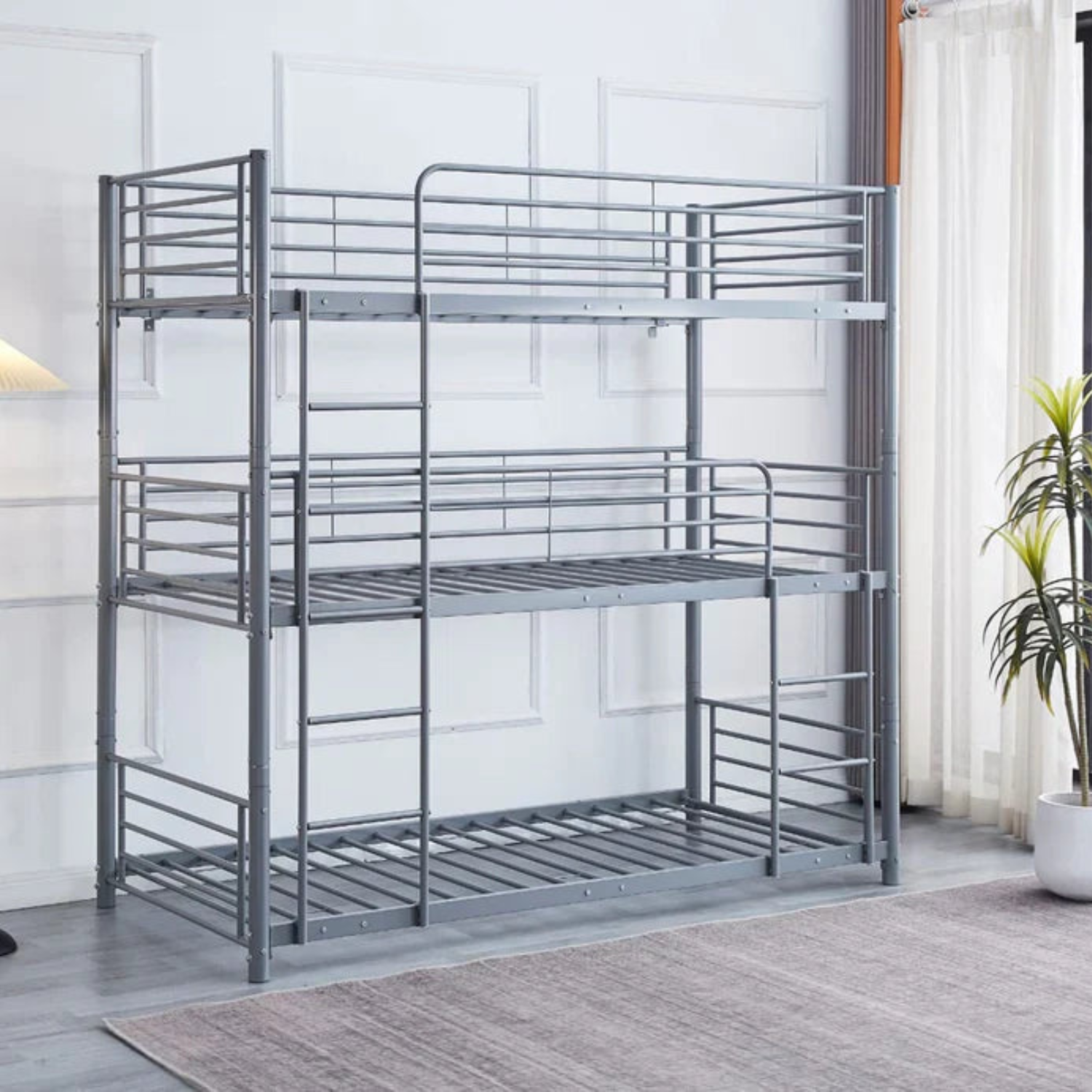 Lit superposé TRIO revêtement et sommier en acier 90 x 190 cm