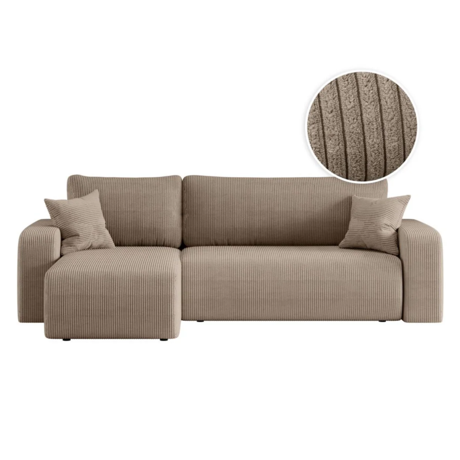 Canapé d'angle convertible et réversible 4 places en velours côtelé