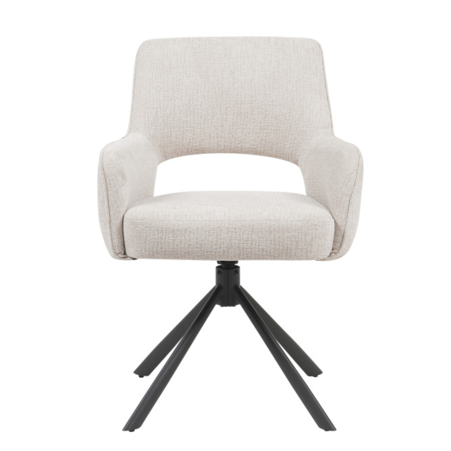 Chaise pivotante 360° – Tissu bouclé avec ressorts ensachés & piètement acier noir (Beige ou Taupe)