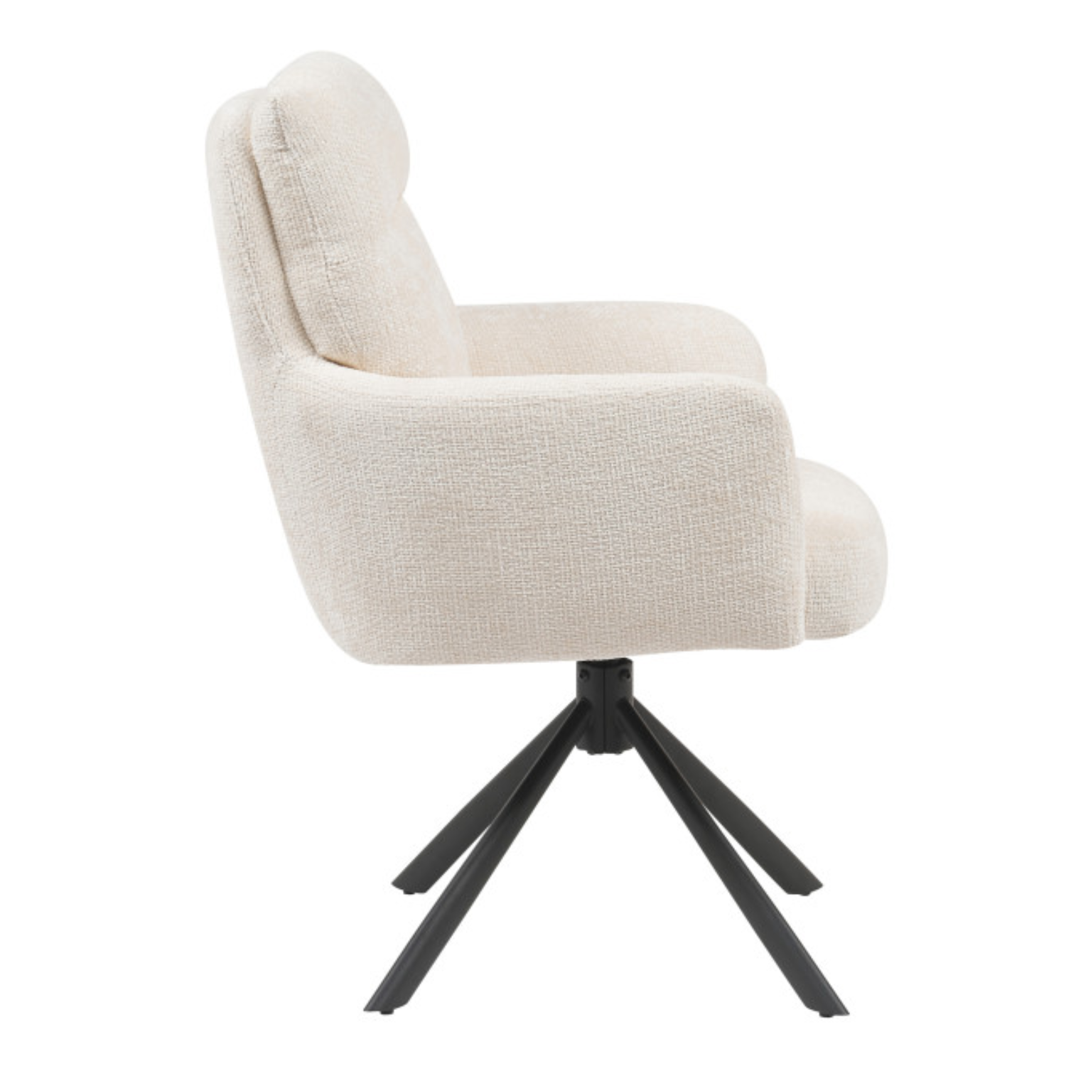 Chaise design – Assise et dossier en tissu bouclé, piétement acier (Beige / Taupe)