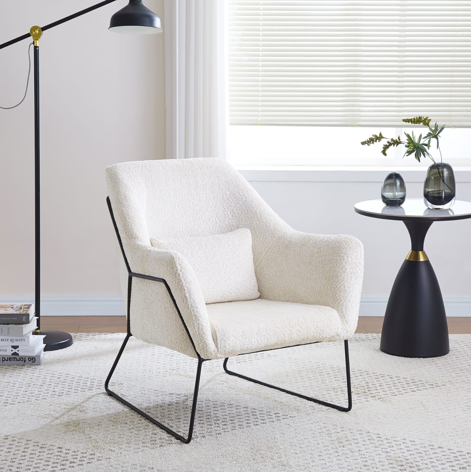 Fauteuil – Design Contemporain en Laine ou Velours avec Piètement Métal – Élégance & Confort|Offre Spéciale|Decora Home