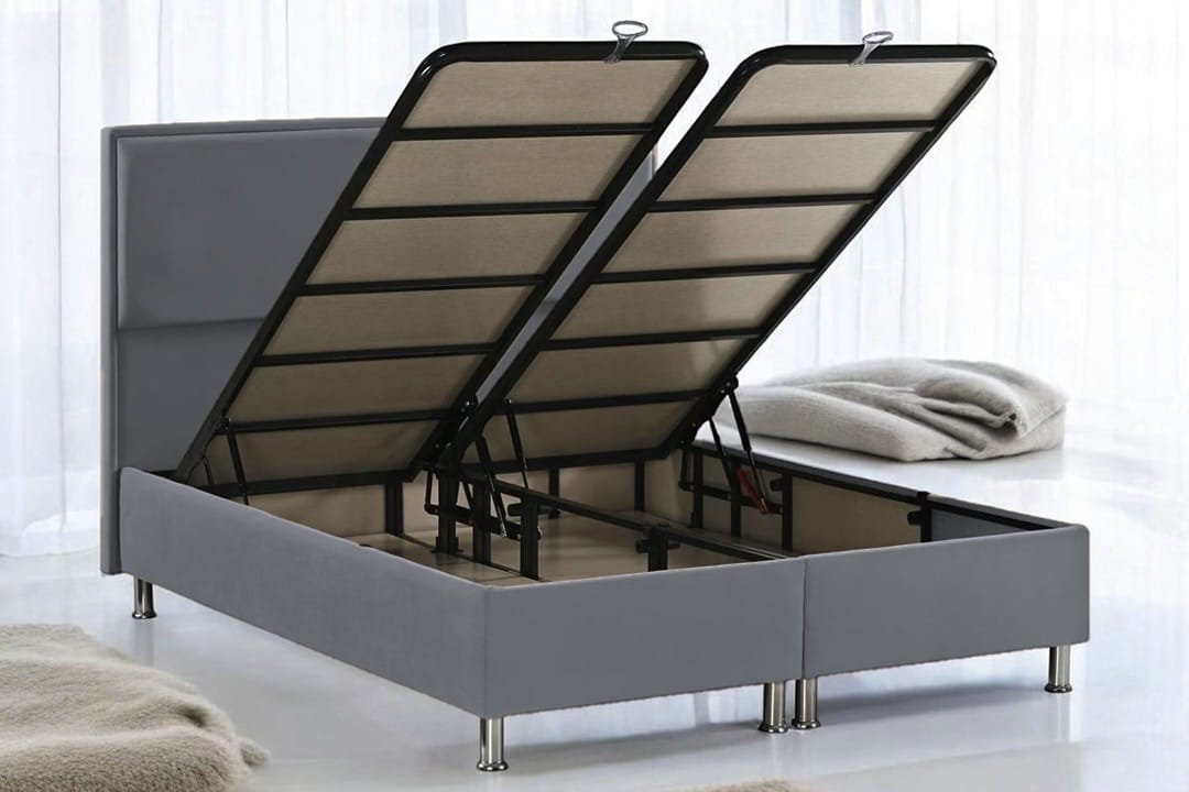 Lit coffre 160x200 en velours – Design moderne avec rangement intégré - Decora Home