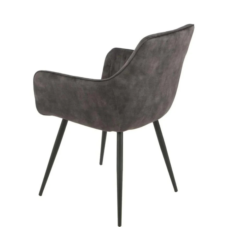 Lot de 2 Chaises – Style Rustique Moderne – Assise Confort Gris/Beige & Pieds Métal Noir - Decora Home