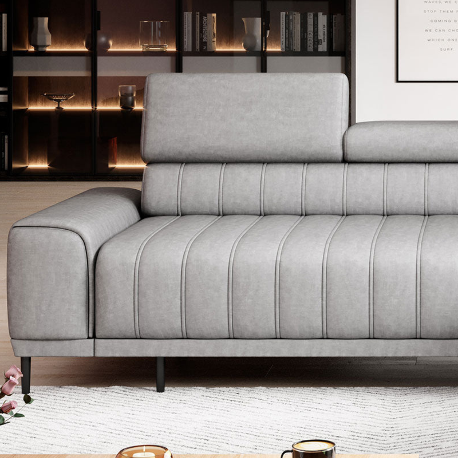 Canapé d’angle – Design moderne, appuis-tête réglables, lit d’appoint & coffre de rangement