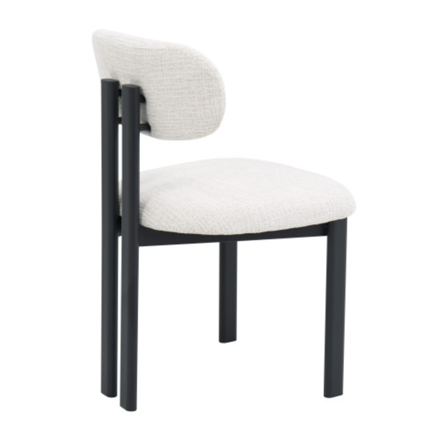 Chaise design VARENA – Assise et dossier en tissu, piétement acier (Blanc ou Beige)