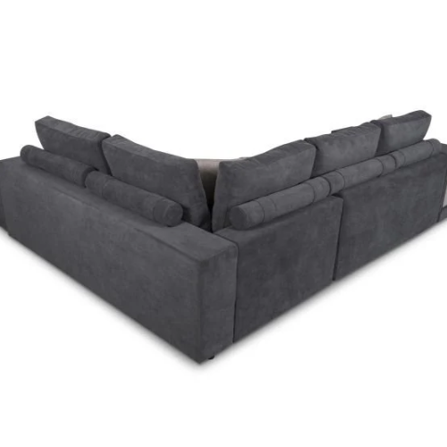 Canapé d'angle convertible avec 2 poufs et coffre en tissu