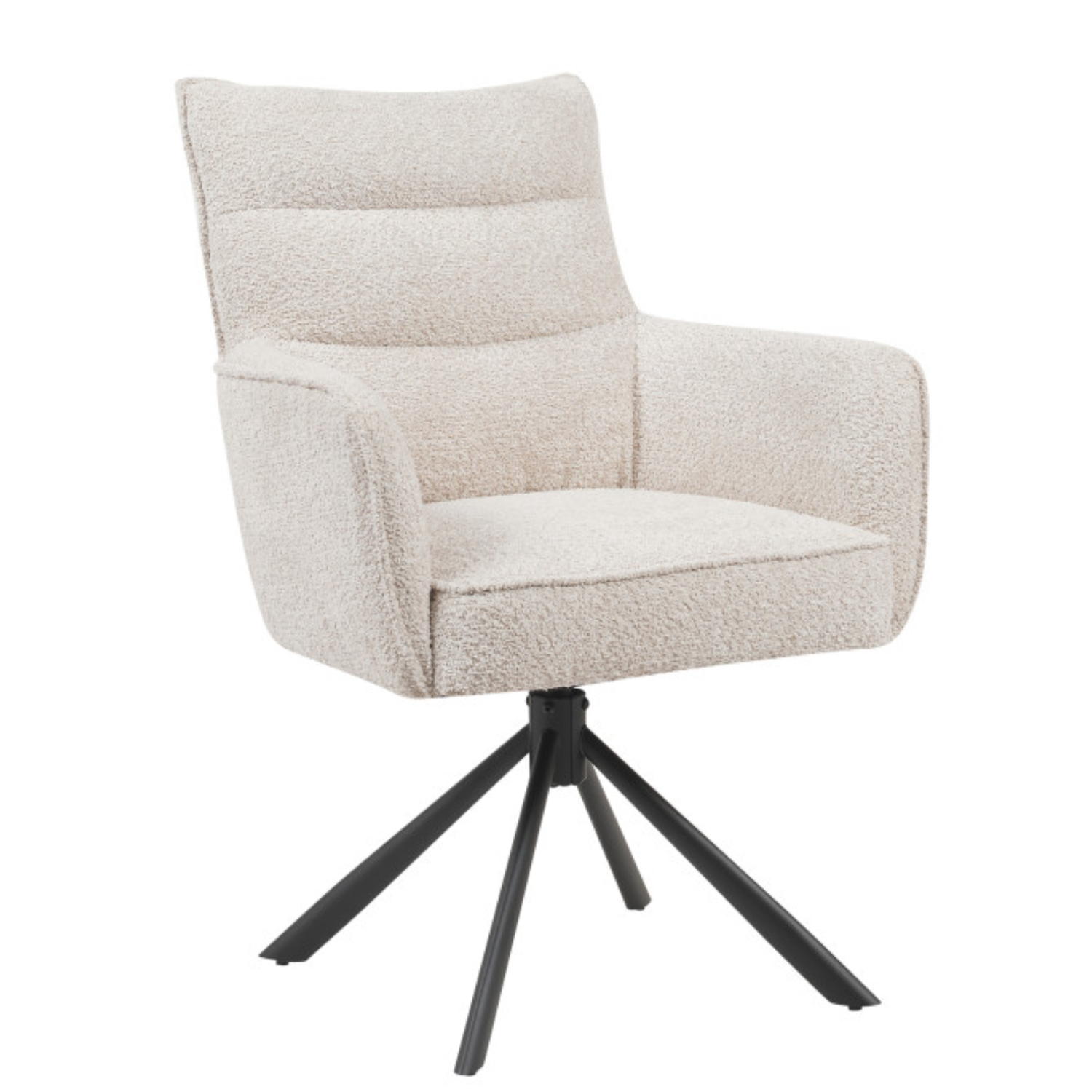 Chaise design – Assise en tissu bouclé, piétement acier pivotant (Beige ou Taupe)