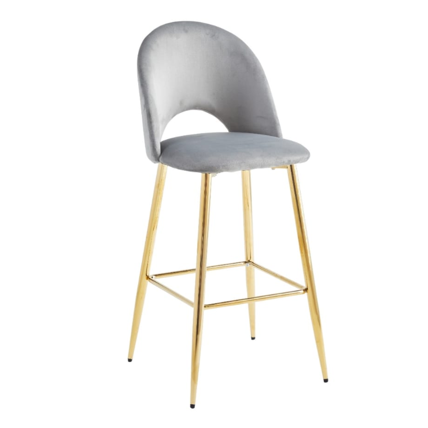 Chaise de bar en velours avec piètement  doré, argenté ou noir –  L45 x P45 x H112 cm