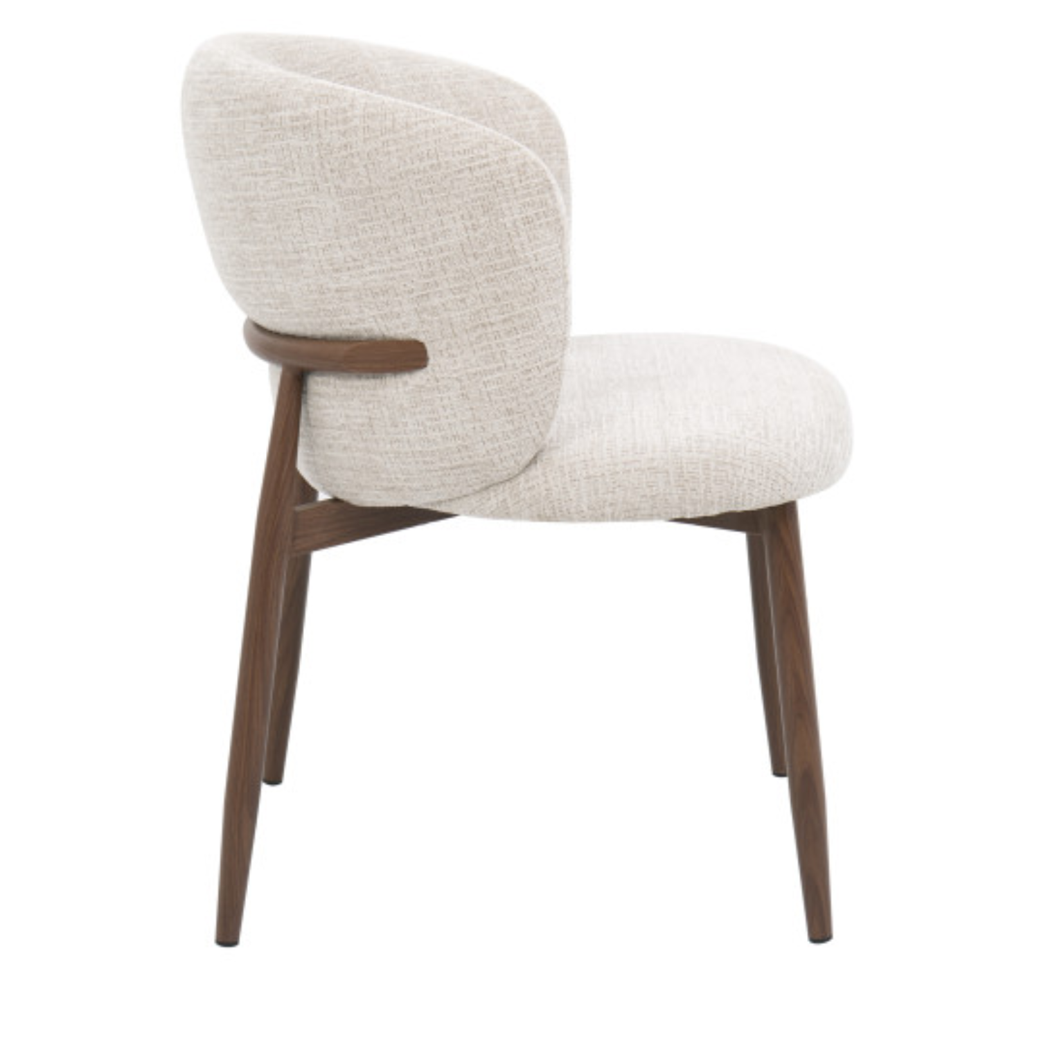 Chaise design – Assise et dossier en tissu, piétement acier (Beige ou Blanc)