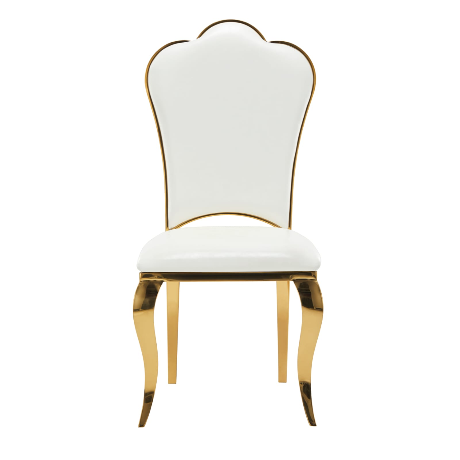 Chaise Gold avec  Assise simili-cuir et  Piètement acier inoxydable doré ou argenté