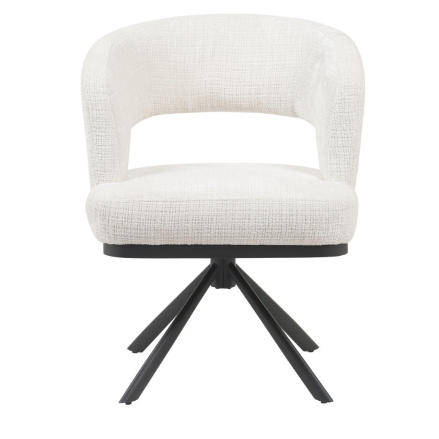 Chaise design pivotante 360° – Assise en tissu bouclé texturé, piétement en acier (Beige ou Taupe)