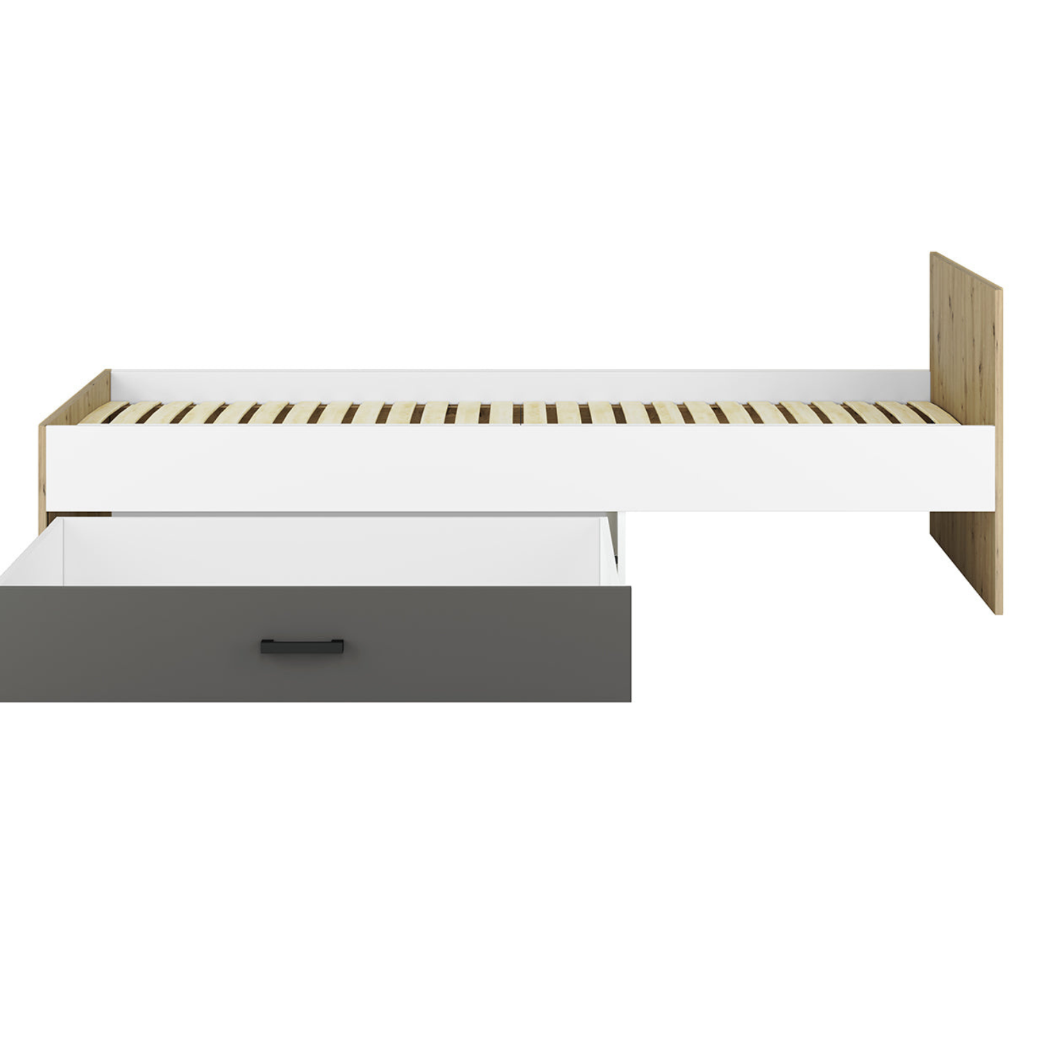 Lit Contemporain avec Structure en Bois et Métal - Confort et Élégance