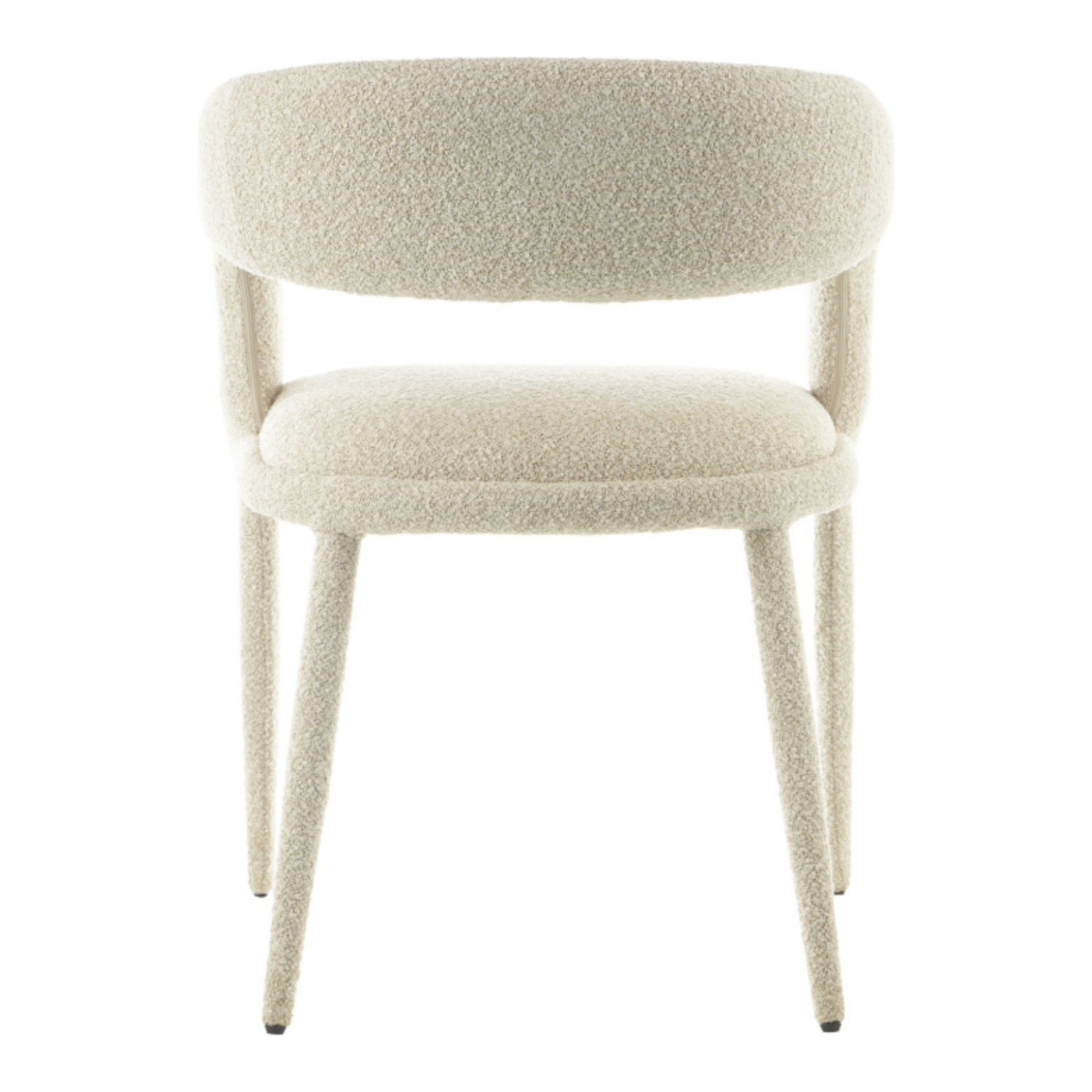 Chaise design – Assise et dossier en tissu bouclé, piétement acier (Beige / Blanc)