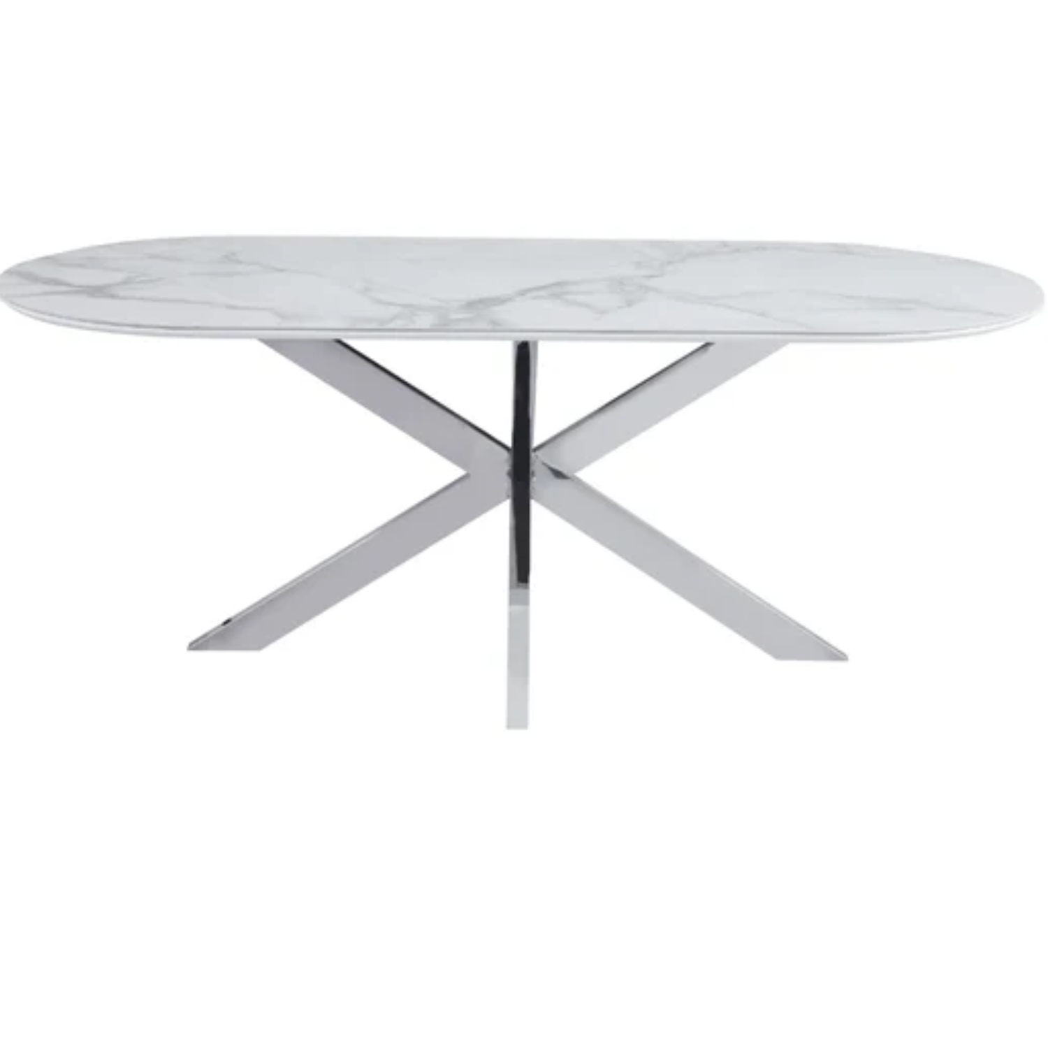 Tables à manger en Céramique Effet Marbre Blanc et Bases Métalliques