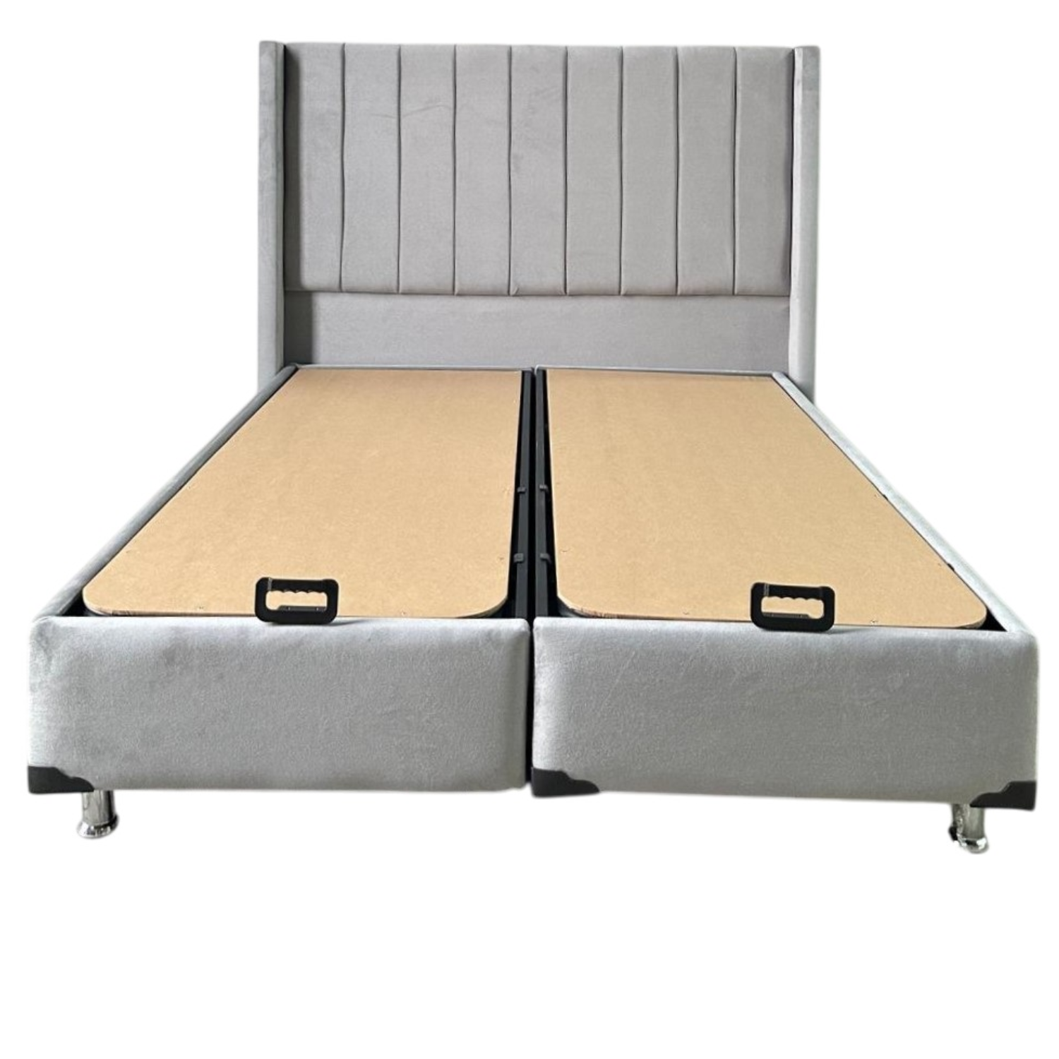 Lit avec Coffre de Rangement – Velours Gris ou Taupe 90x190 Cm