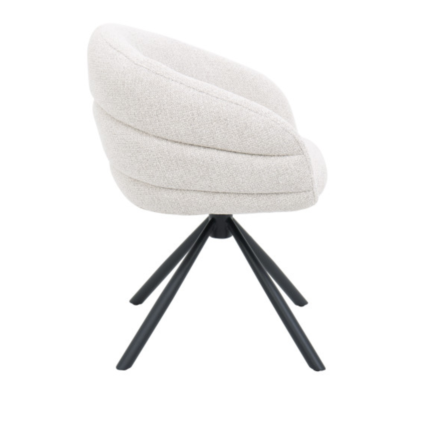 Chaise design pivotante 360° – Assise en tissu texturé, piétement en acier noir (Beige ou Taupe)