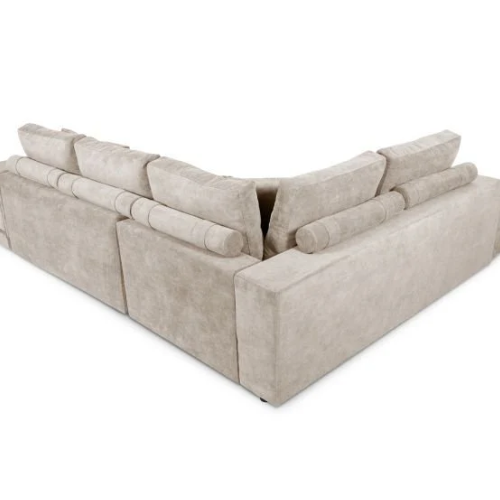 Canapé d'angle convertible avec 2 poufs et coffre en tissu