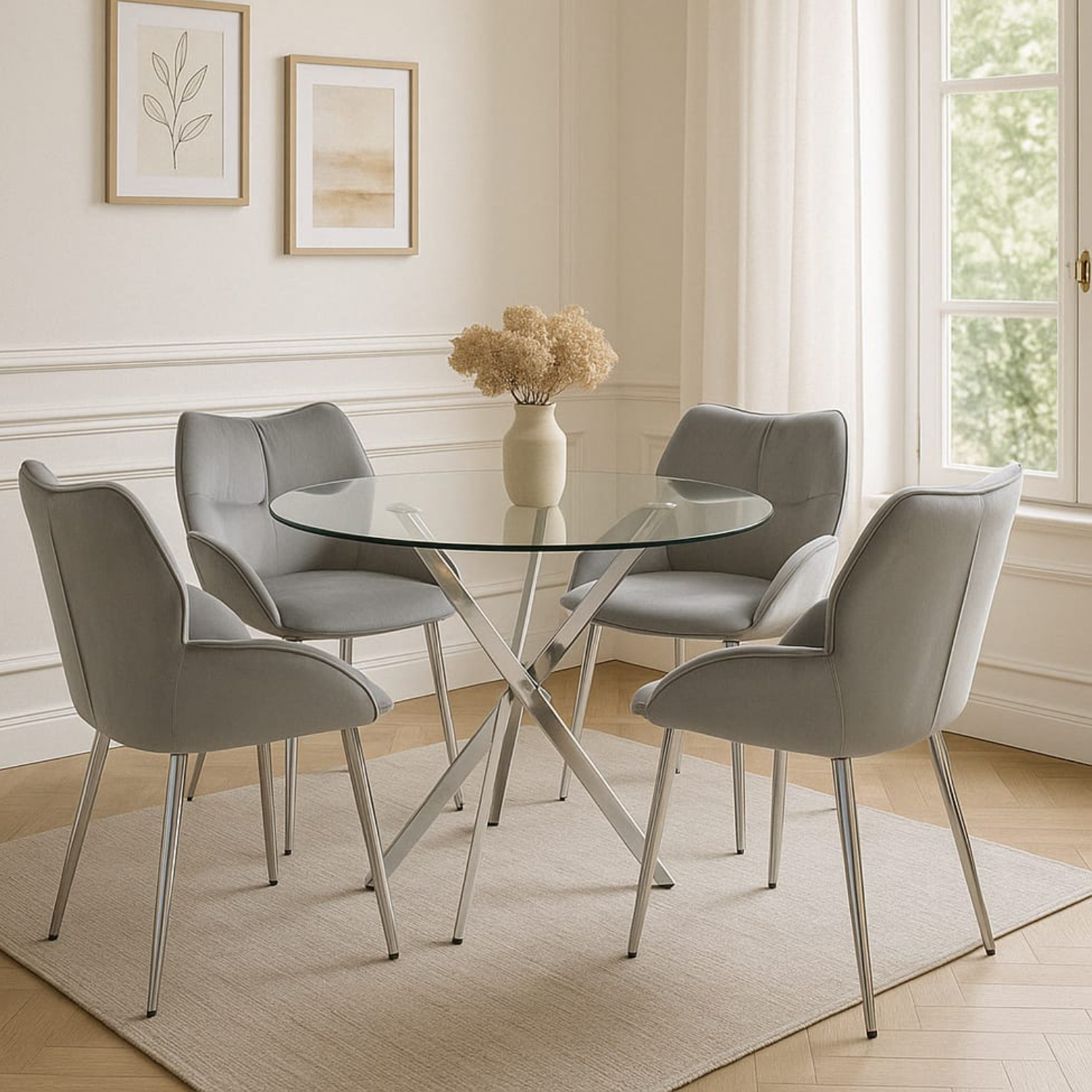 chaise  Assise ergonomique en velours & pieds métal
