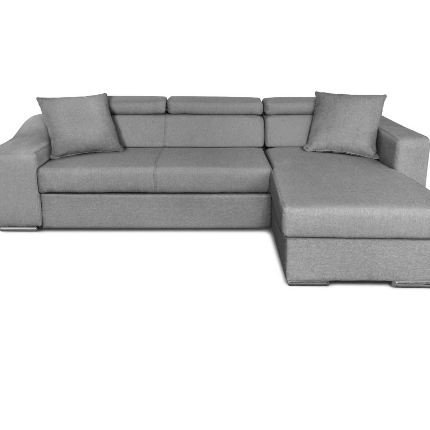 Canapé d'angle réversible, convertible avec coffre et 2 poufs en tissu