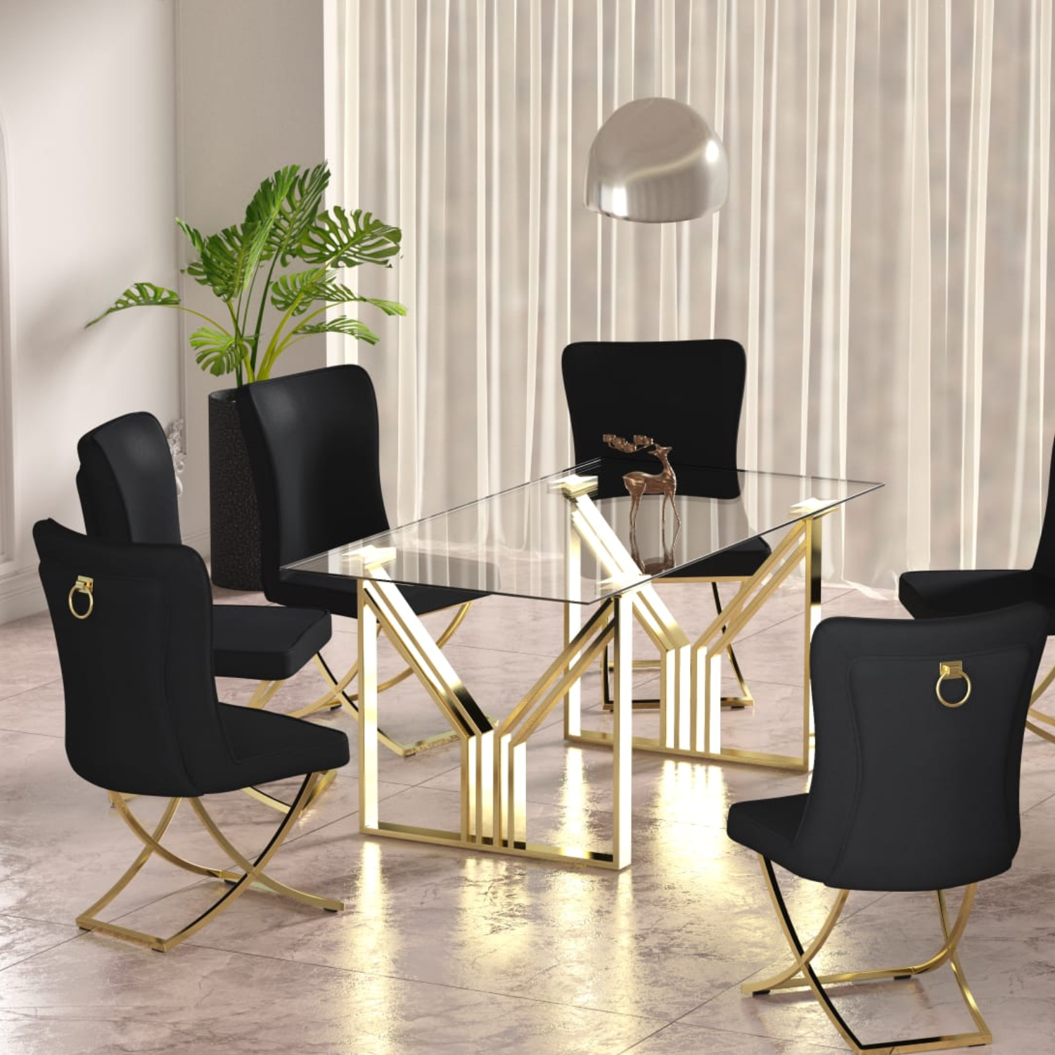 Chaise – Assise en mousse & pieds en acier doré ou argenté – Élégance sobre & confort moderne