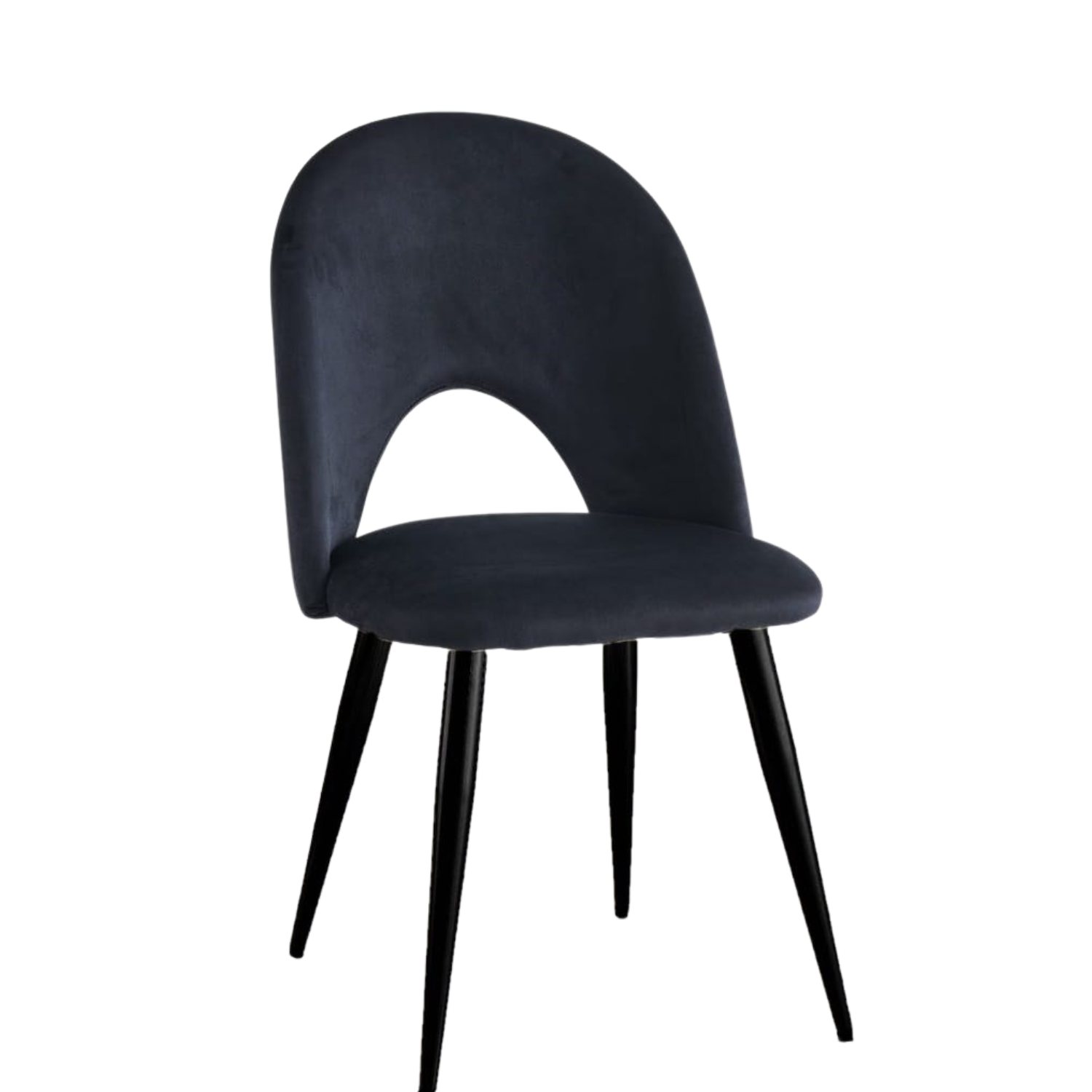 Chaise en velours avec piètement noir ou doré – L 45 cm x P 45 cm x H 90 cm