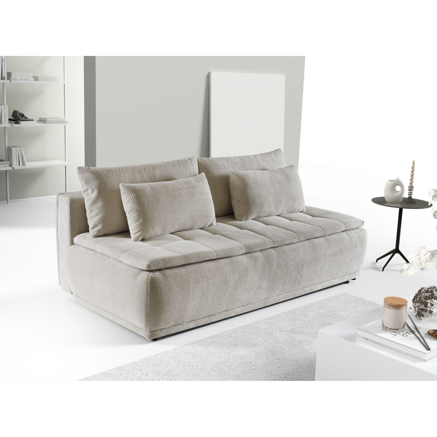 Canapé-lit 220 cm avec fonction couchage DL et coffre – grand confort et design épuré