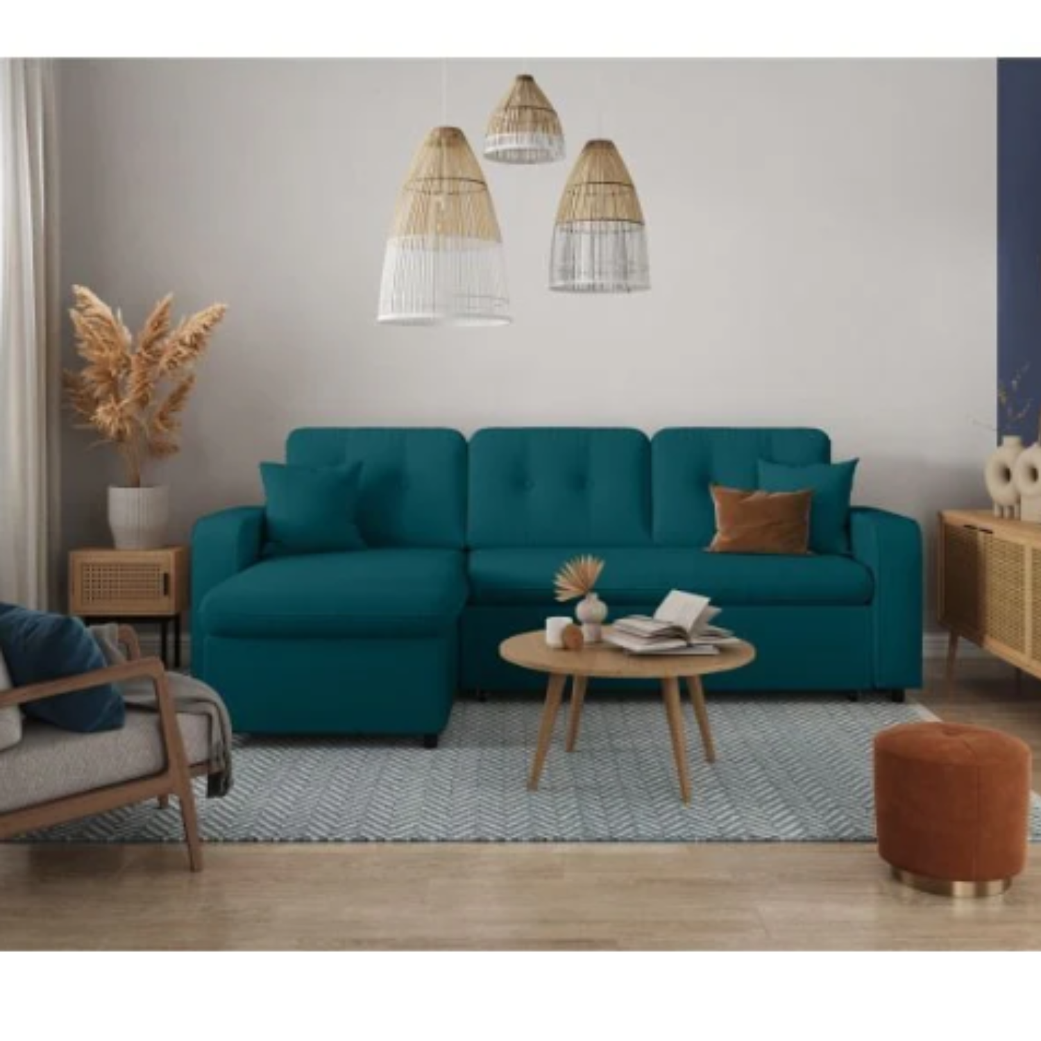 Canapé d'angle  convertible réversible en tissu