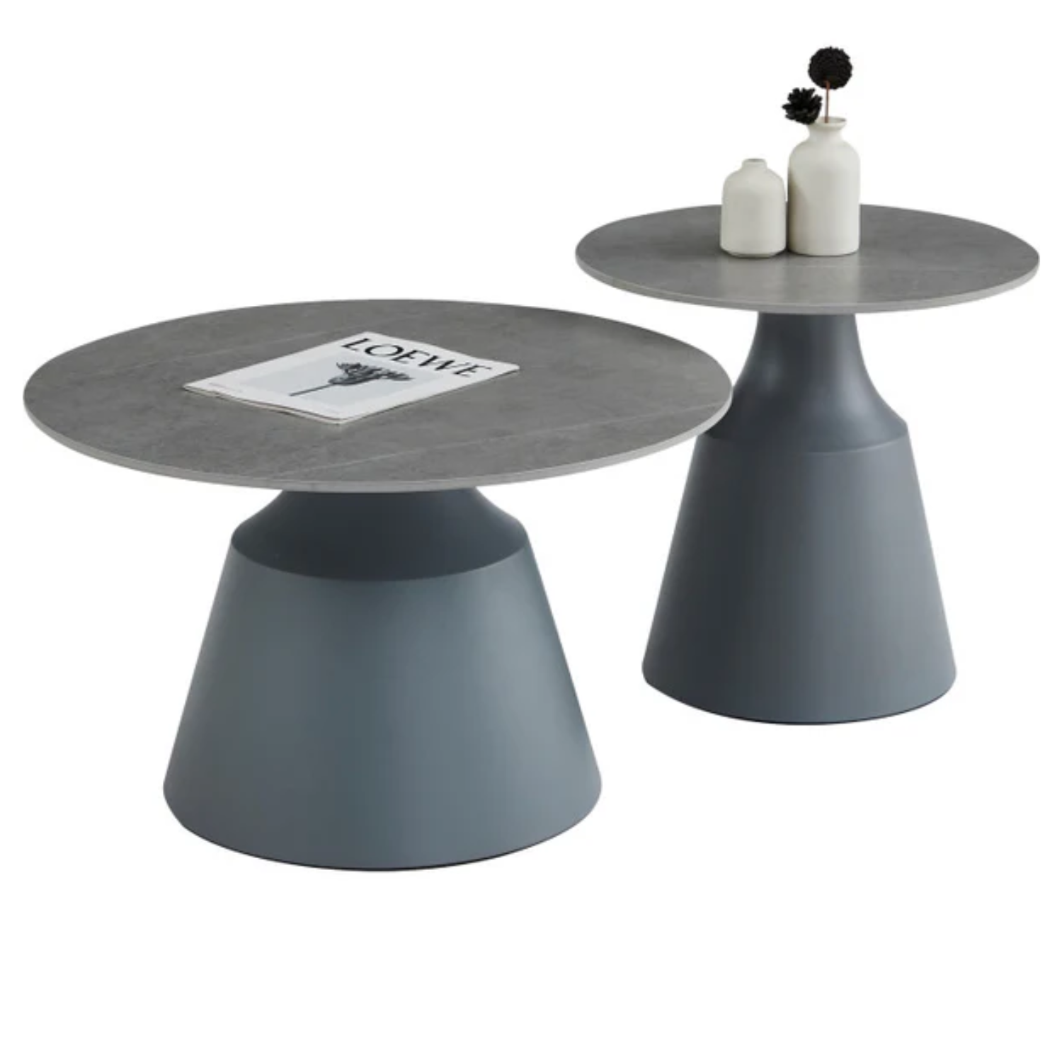Table basse avec plateau en céramique et piétement en acier