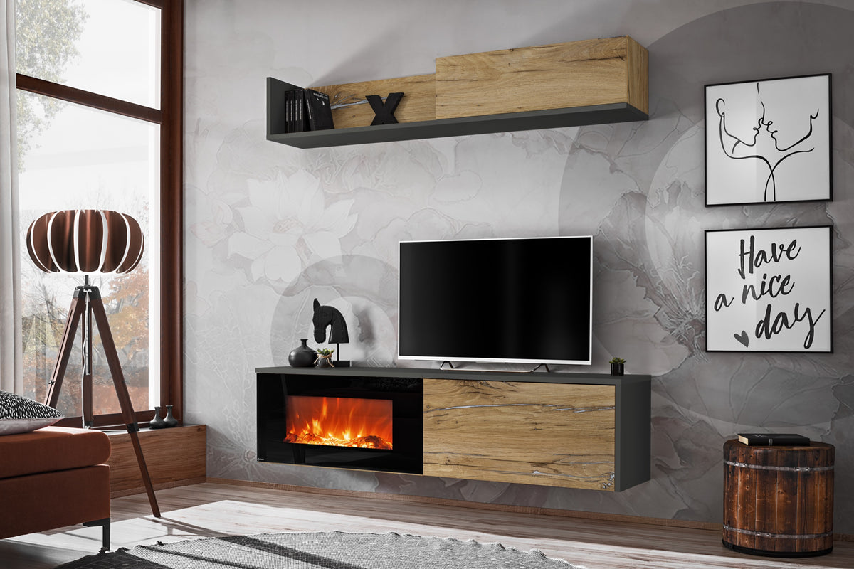 DALLAS E 180cm - Anthracite & Chêne Flagstaff - ANFS DLE