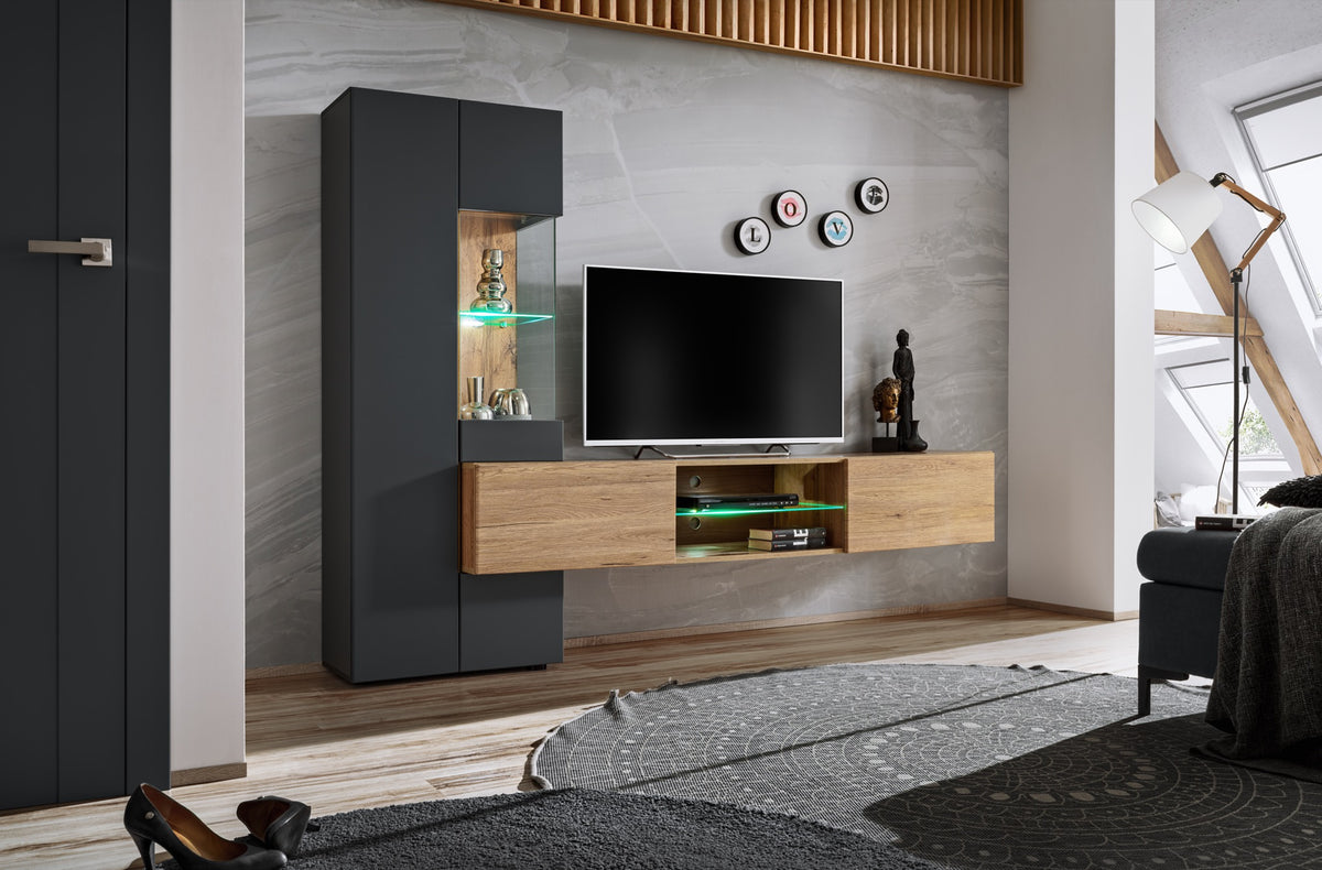Composition TV TRY 210cm - Anthracite, Wotan, PVC