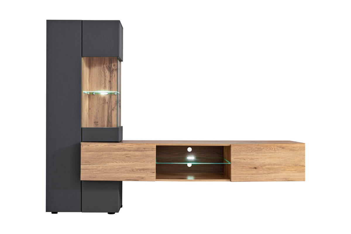 Composition TV TRY 210cm - Anthracite, Wotan, PVC — vue 2