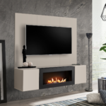 FLY M-P1 wall unit avec cheminée bioéthanol and a panel, hickory Jackson — vue 13