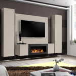 FLY M-P2 wall unit avec cheminée bioéthanol and a panel, hickory Jackson — vue 13