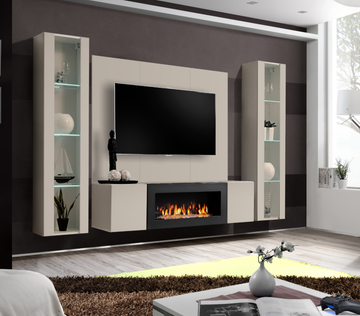 Composition TV Wall unit FLY M-P2 avec cheminée bioéthanol — vue 6